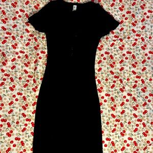 Casual bodycon black shortsleeve dress